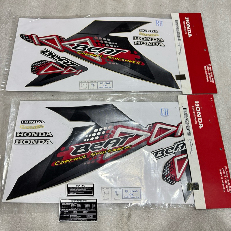 Stiker stripping striping decal graphic Honda Beat karbu karburator hitam 2011 2012 ori original AHM
