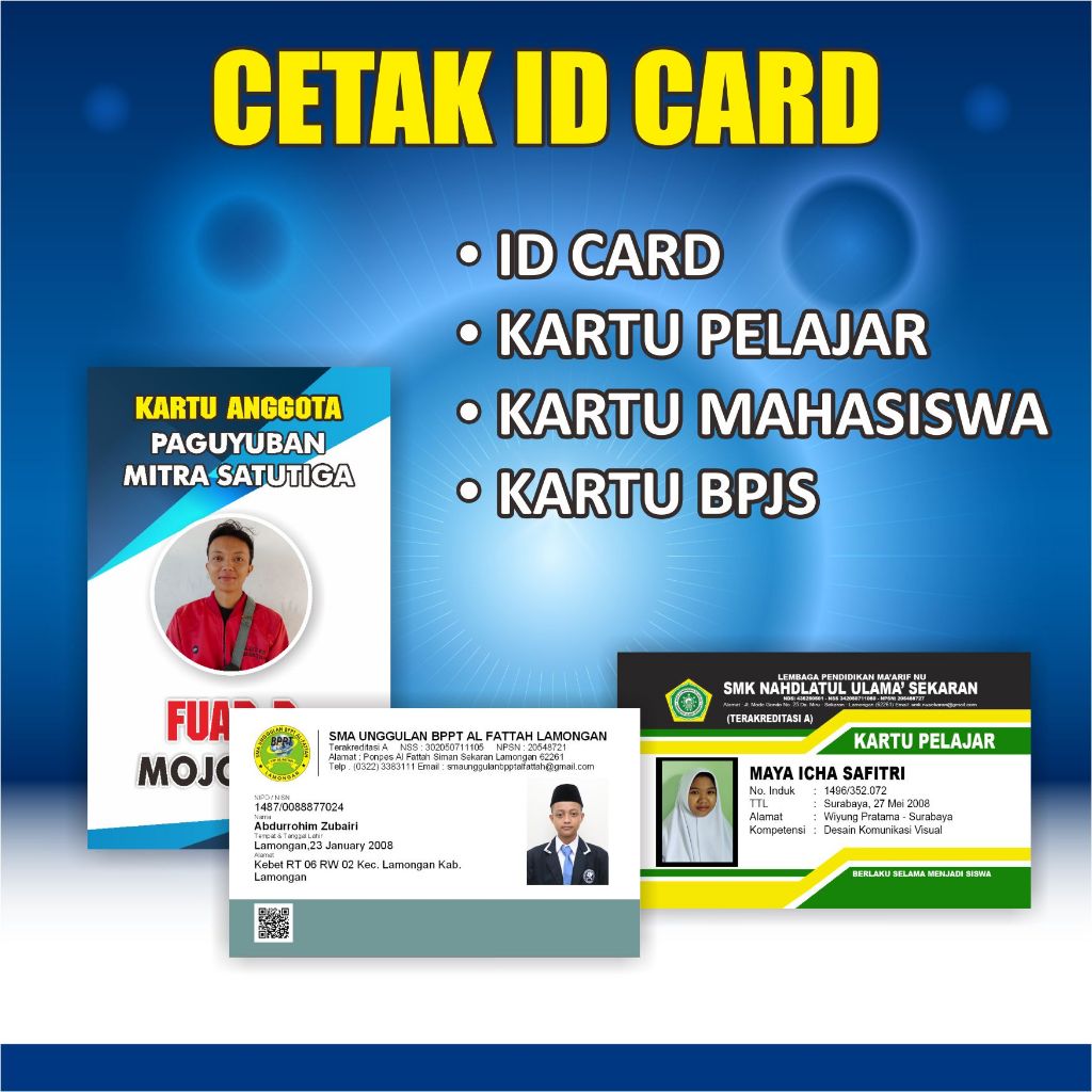 

CETAK ID CARD / KARTU VISITOR / MEMBER CARD / KARTU PEGAWAI / KARTU PELAJAR STANDART