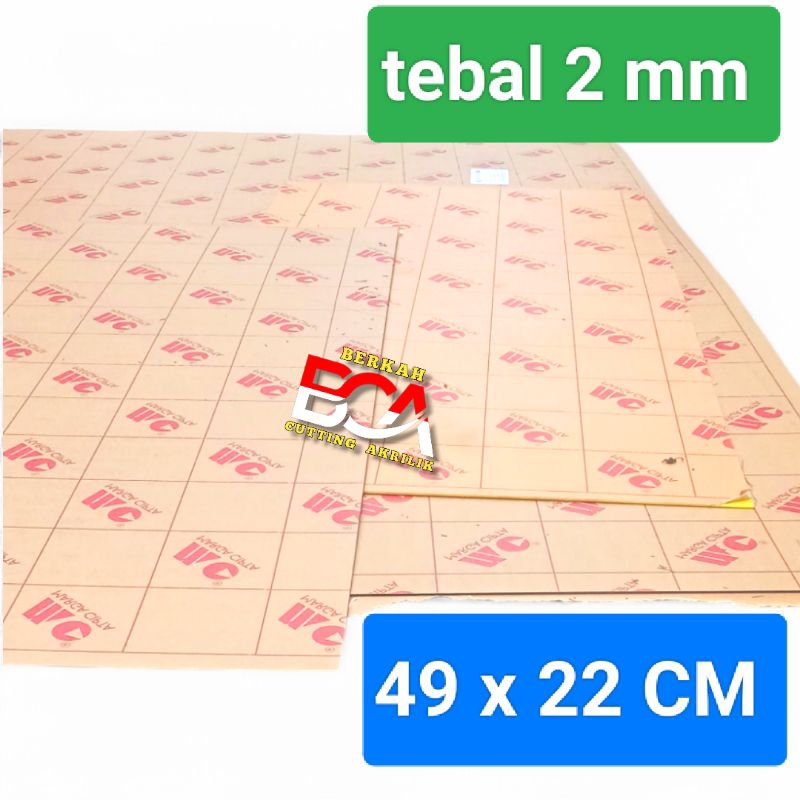 

akrilik bening akrilik warna potongan 49 x 22 cm tebal 2 mm