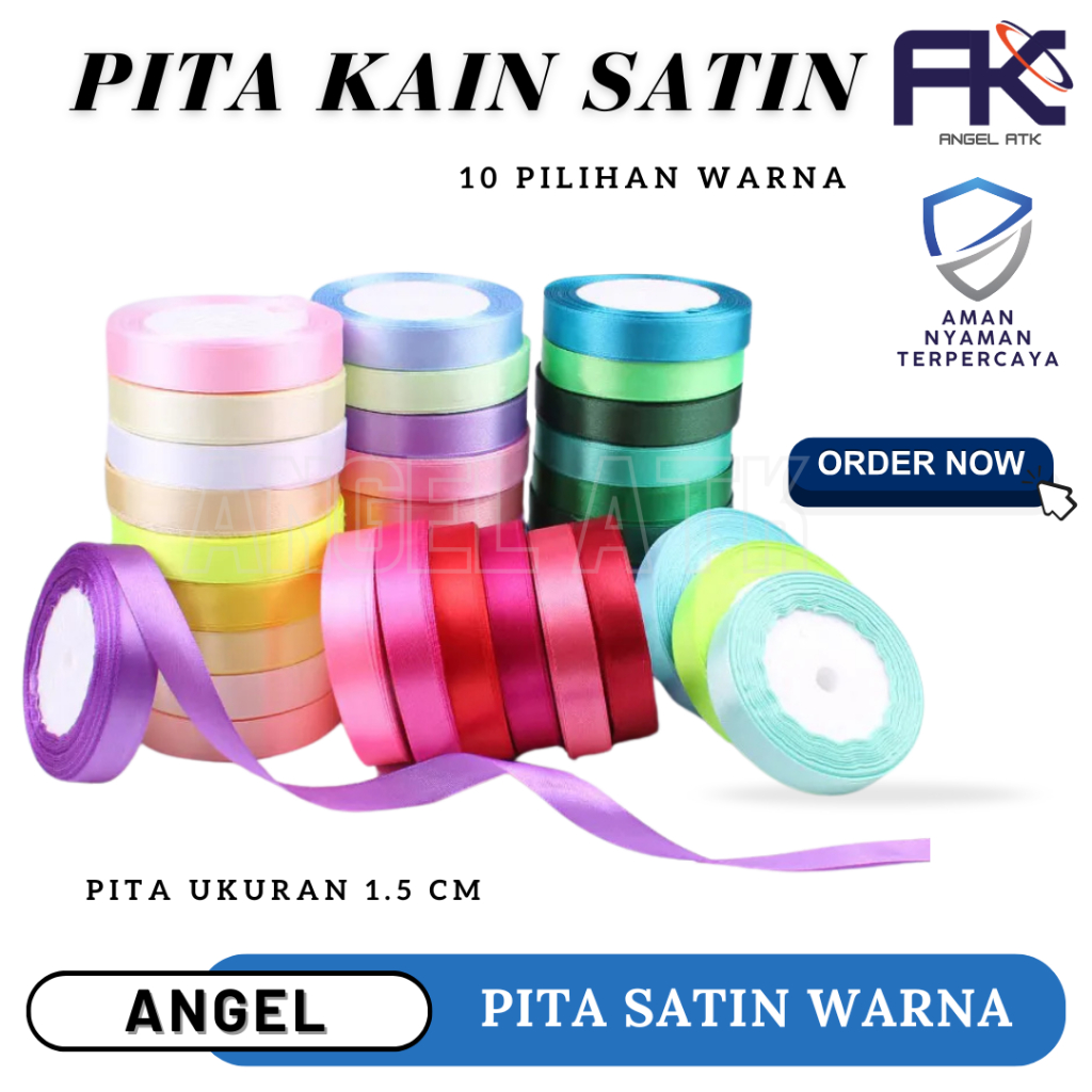 

Pita Kain Satin Warna / ukuran 1.5 Cm / Pita Polos Souvenir / Pita Hampers Hantaran / Pita Import Harga Grosir / Bayar di Tempat / Atk Blessing