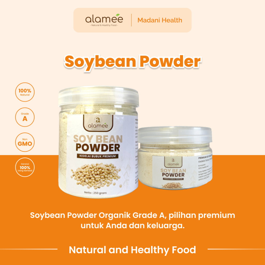

ALAMEE Soy Milk Bean Powder PREMIUM Bubuk Susu Kacang Kedelai Murni Tinggi Protein Tanpa Gula 250gr