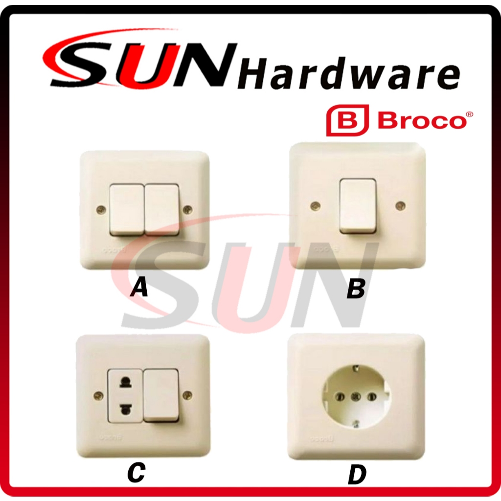 Saklar Tunggal Seri Engkel Stop Kontak Colokan Listrik Broco New Gee Ib Inbow Tanam Tembok Dinding