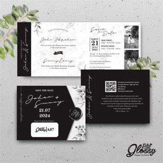 UNDANGAN PERNIKAHAN MEWAH HITAM PUTIH - CETAK UNDANGAN NIKAH BW GLOSSY BAHAN ARTPAPER