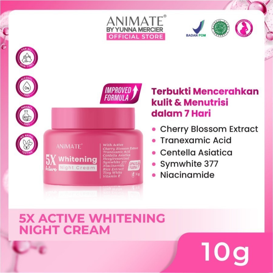 Animate Whitening Night Cream Original Cream Pemutih Wajah Glowing | ANIMATE