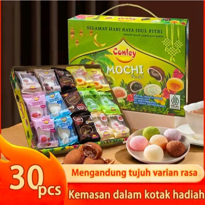 

(1 BOX HAMPERS) CONLEY MOCHI ANEKA RASA KUE VIRAL KENYAL LEMBUT 1 BOX ISI 30 PCS 7 RASA TERMURAH