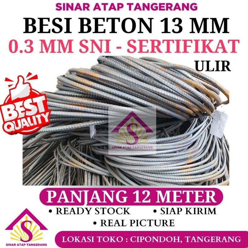 Besi Beton 13 mm Ulir x 12 Meter