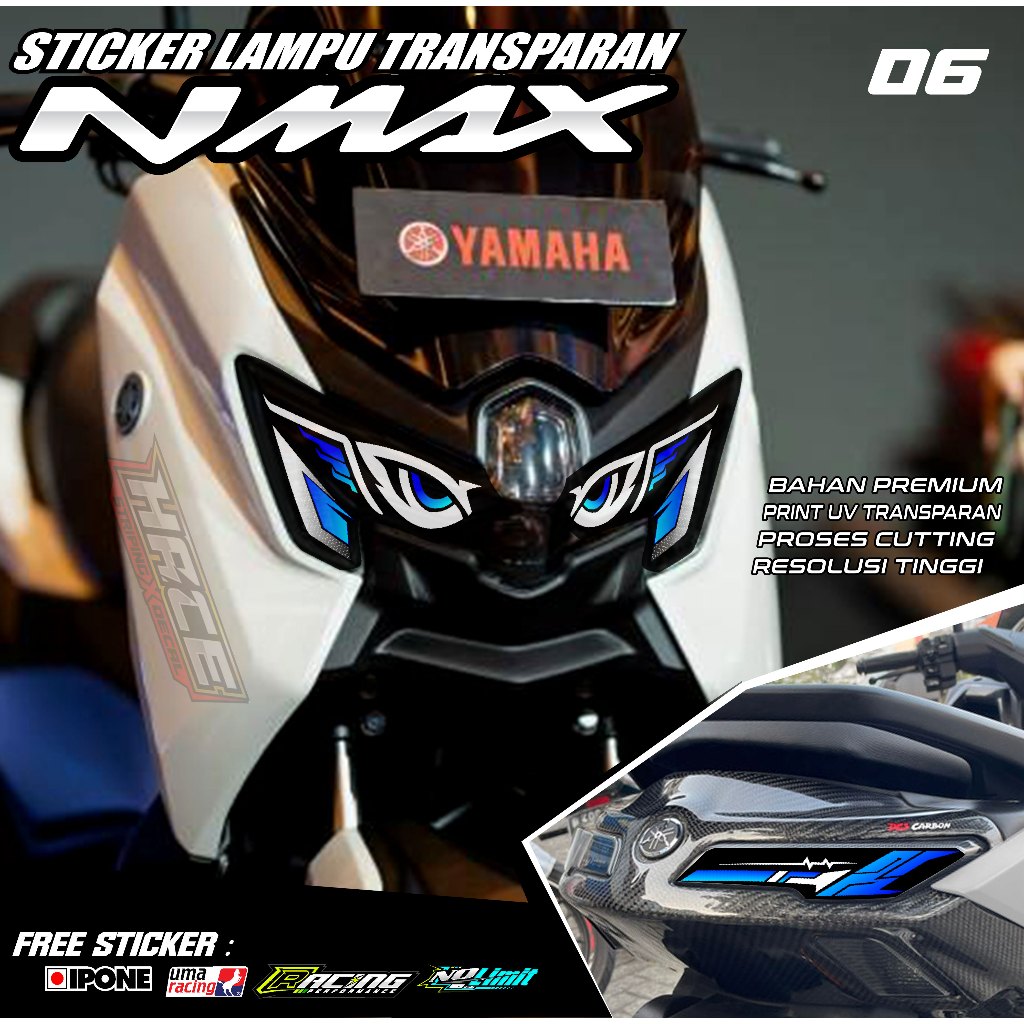 KODE 06 STICKER VARIASI LAMPU MOTOR NMAX TURBO/NEO - STICKER ALIS LAMPU MOTOR NMAX TURBO/ NEO