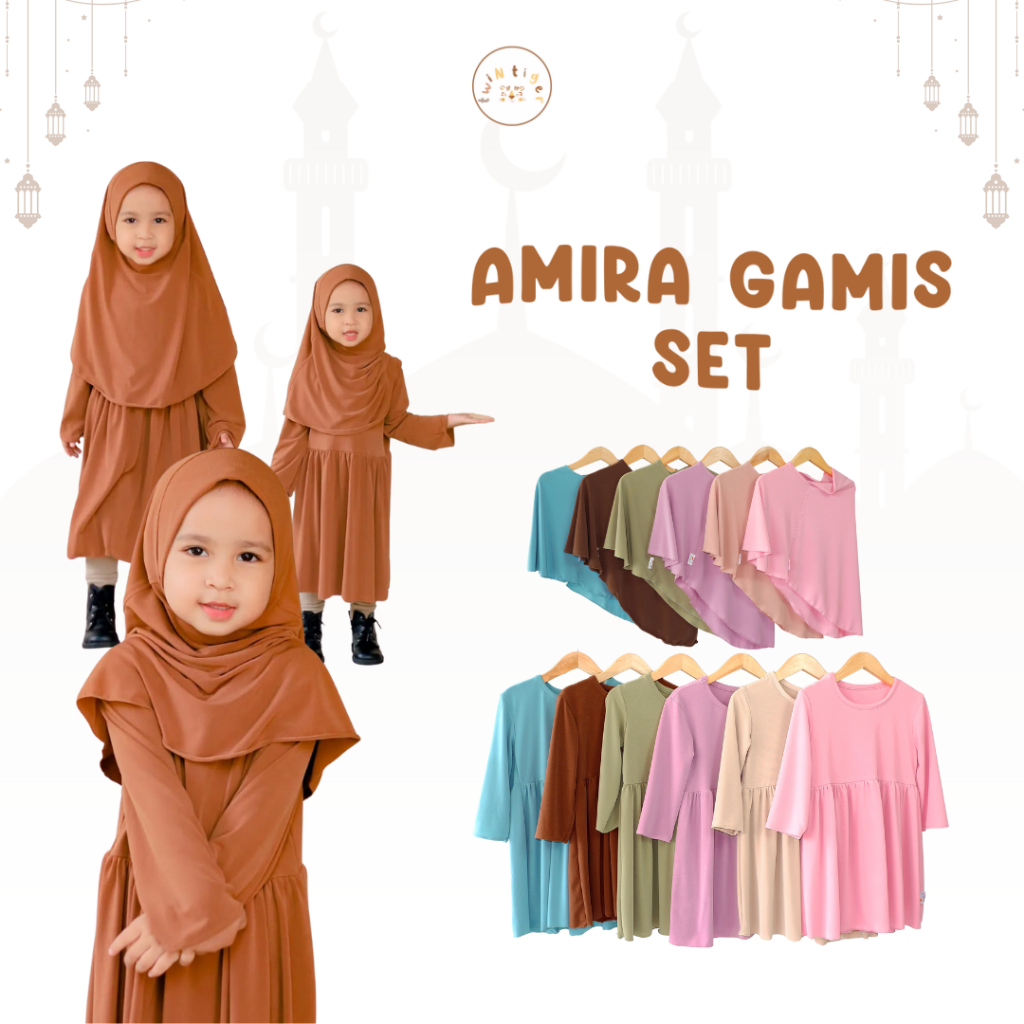 Gamis Anak Perempuan 1-6 Tahun Twin Tiger AMIRA GAMIS /Midi Dress Set Hijab Baju Muslim Cewek