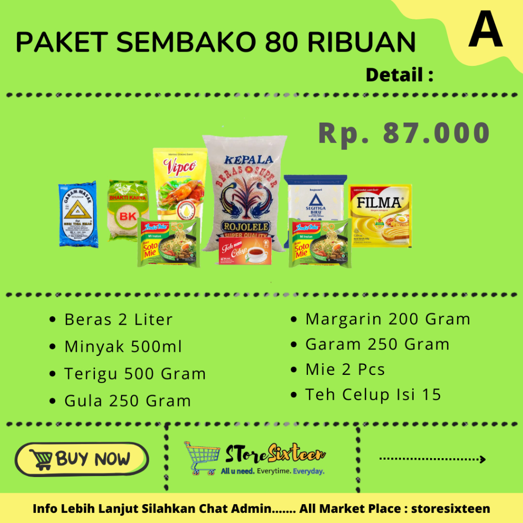 

Paket Sembako Murah 80 Ribuan A / Paket Sembako Murah By Storesixteen