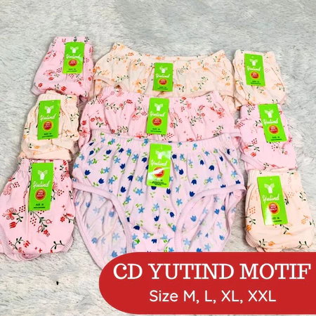 12Pcs CD Celana Dalam Wanita Yutind Motif Bunga Sablon