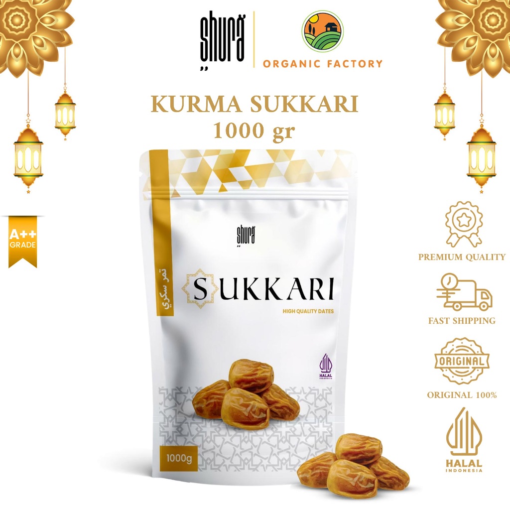 

Shura Kurma Sukari 1Kg Kemasan Pouch Kurma Raja Manis Premium Original High Quality