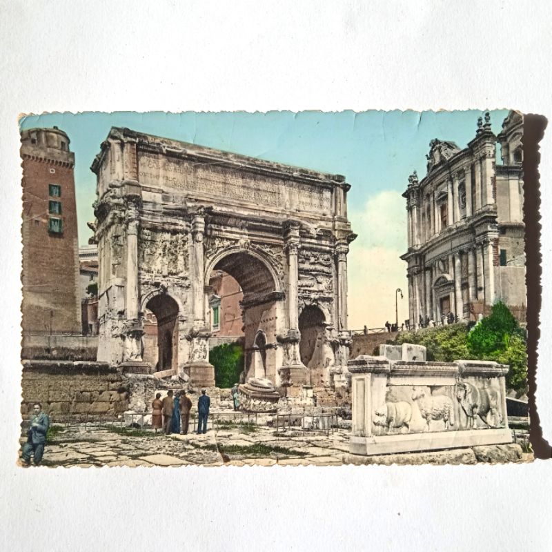 

Antik Kartu Pos Eropa Italia Roma The Arc Septimus Severus Original
