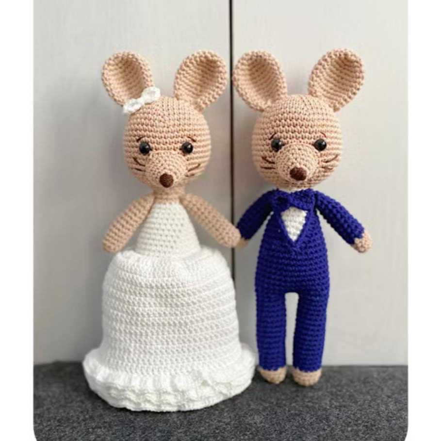 Boneka Amigurumi  | Boneka Rajut Couple | Kado Wedding | Boneka Wedding Shio Tikus Couple