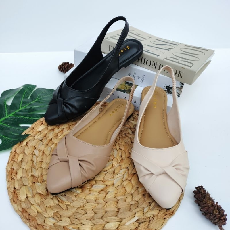 sandal sepatu flatshoes Tali belakang Fladeo