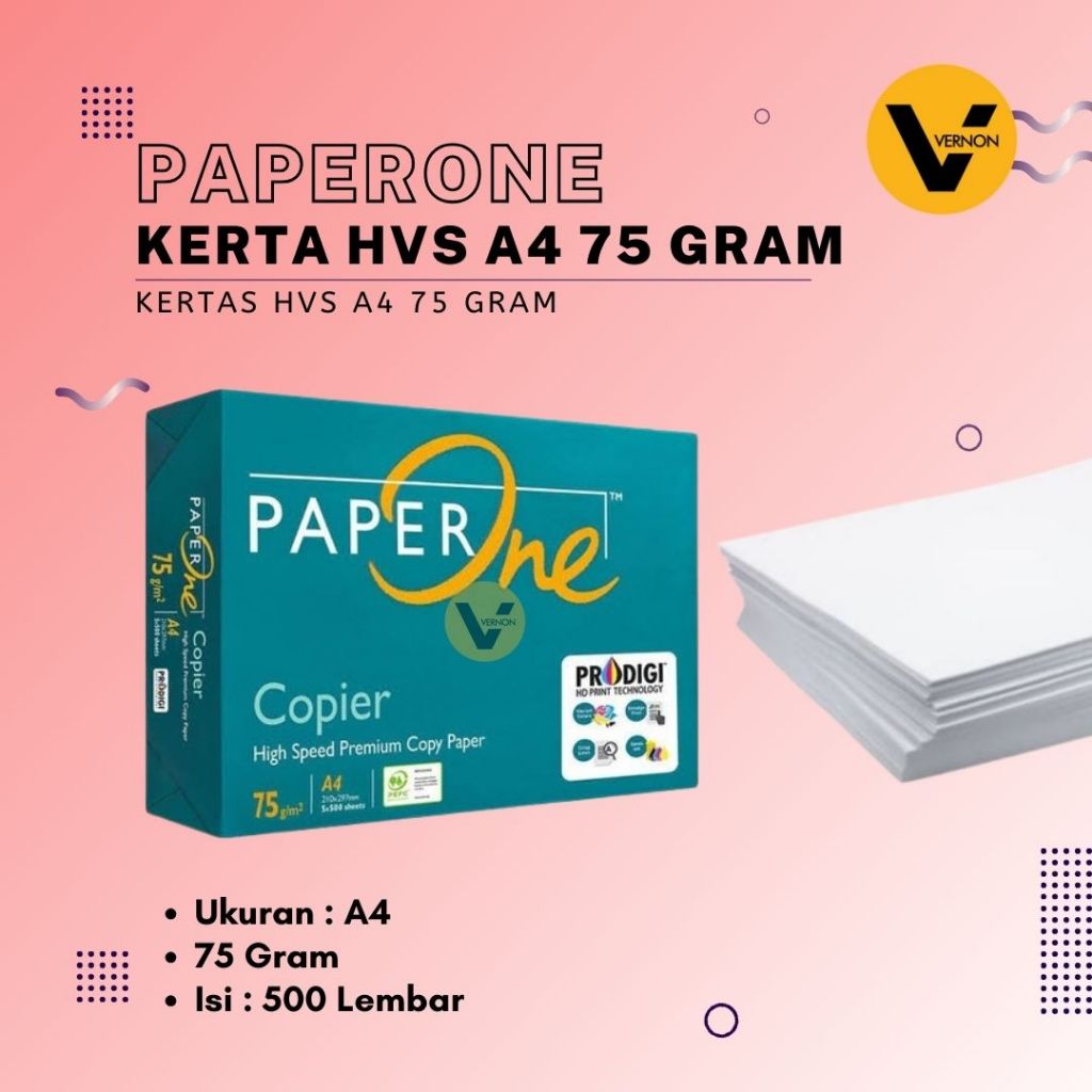 

PaperOne Kertas HVS A4 75 Gram Kerta HVS A4 Copier 1 Rim 500 Lembar Kertas HVS PAPERONE
