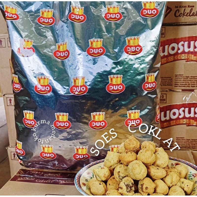 

[Kemasan 2kg] Duo Sus Coklat 1 Dus Exp 2026| DUOSUS Choco Soes Duosus Coklat Murah | Kue Soes Kering isi Coklat - tokokurmamedan