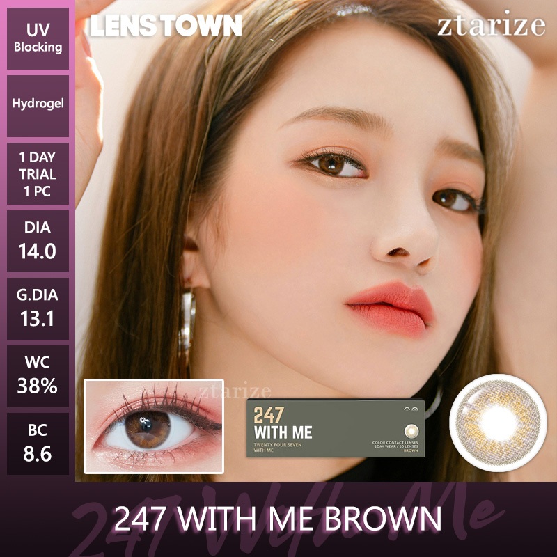 ztarize - Ready Stock - Trial LENSTOWN 🇰🇷 247 With Me Brown 1 Day Daily Soft Contact Lens 1 Pc LENST