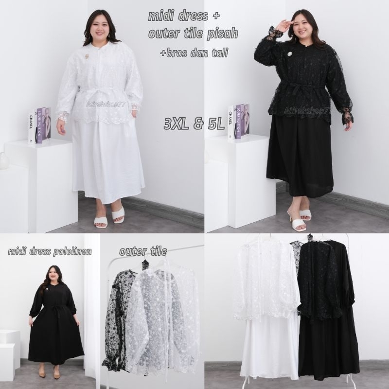 Gamis jumbo +outer tile pisah Ld135 Ld145 busui