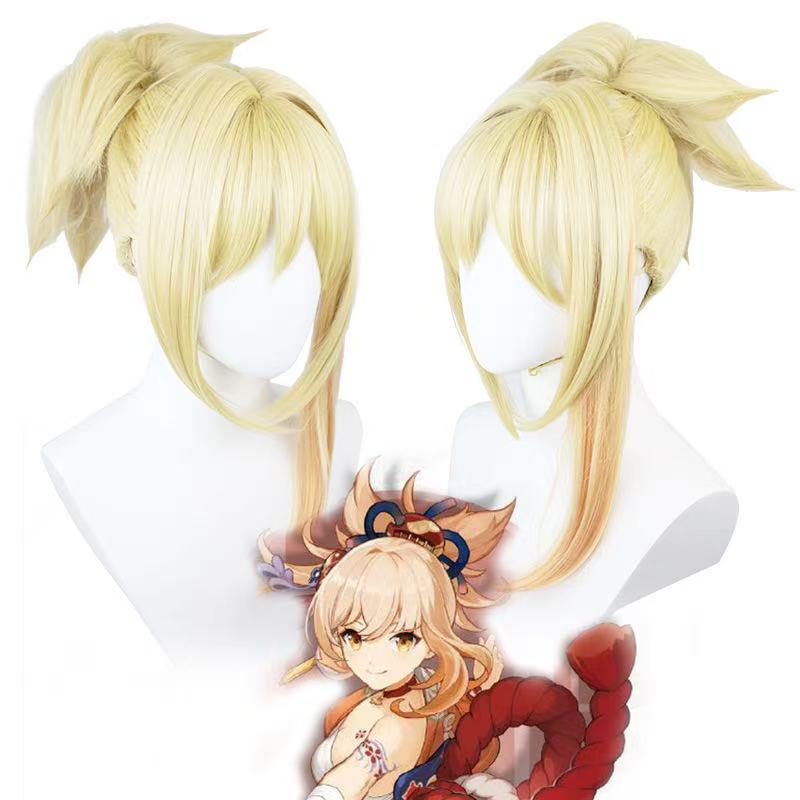 Genshin Impact Yoimiya Cosplay Wig Anime Halloween Costumes for Women Game