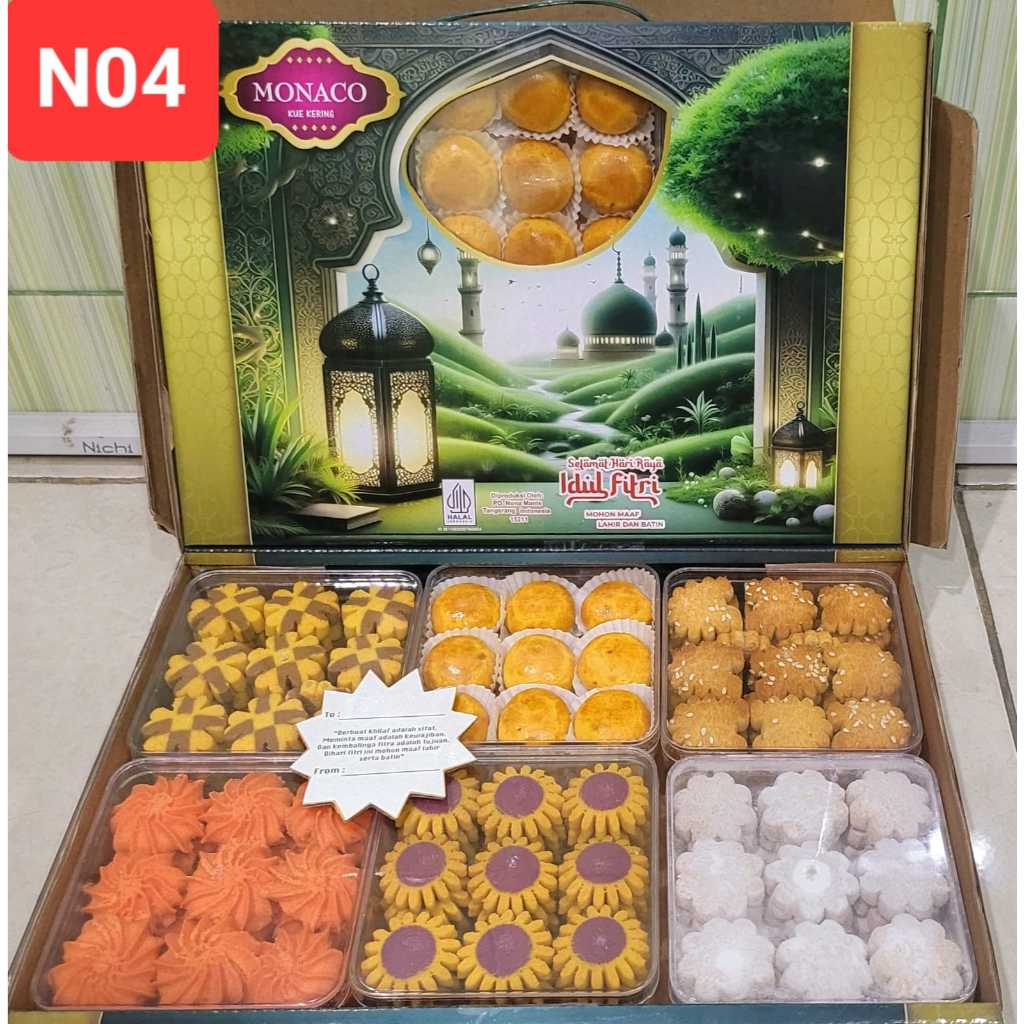

Rmdodo - Kue Kering Lebaran Monaco Kotak / Hampers Kue Lebaran Paket 6 Toples