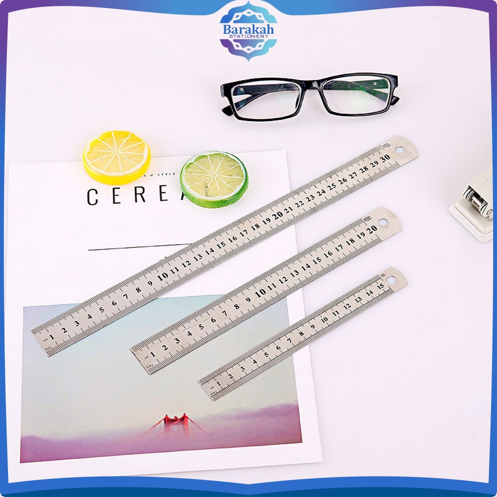 

Penggaris Besi 30CM Peralatan Sekolah / Ruler 15CM Penggaris Stainless Alat Ukur Serbaguna Barakah Stationery A107