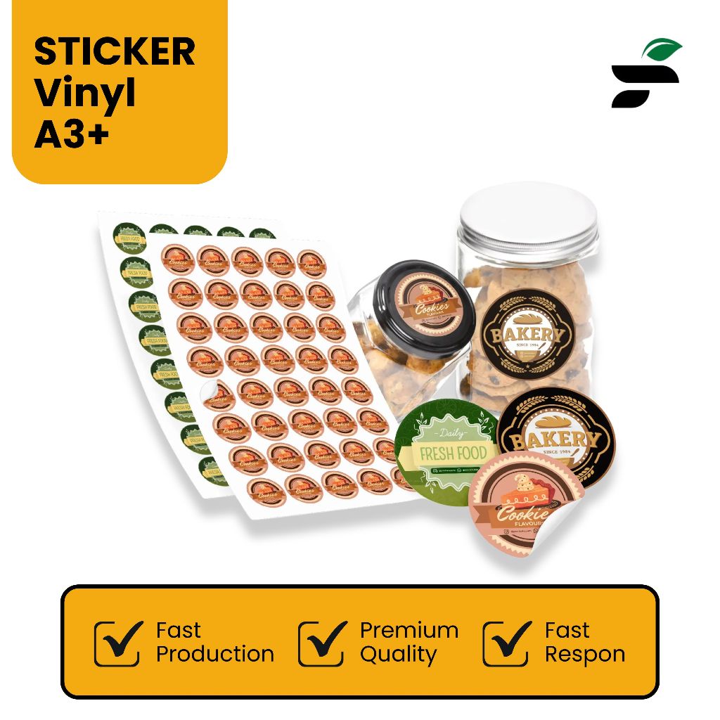 

Buzz Printing - Cetak Stiker Vinyl / Label Makanan Kemasan / Produk Botol Minuman / Custom Lembaran A3+ Instan 1 Hari Jadi