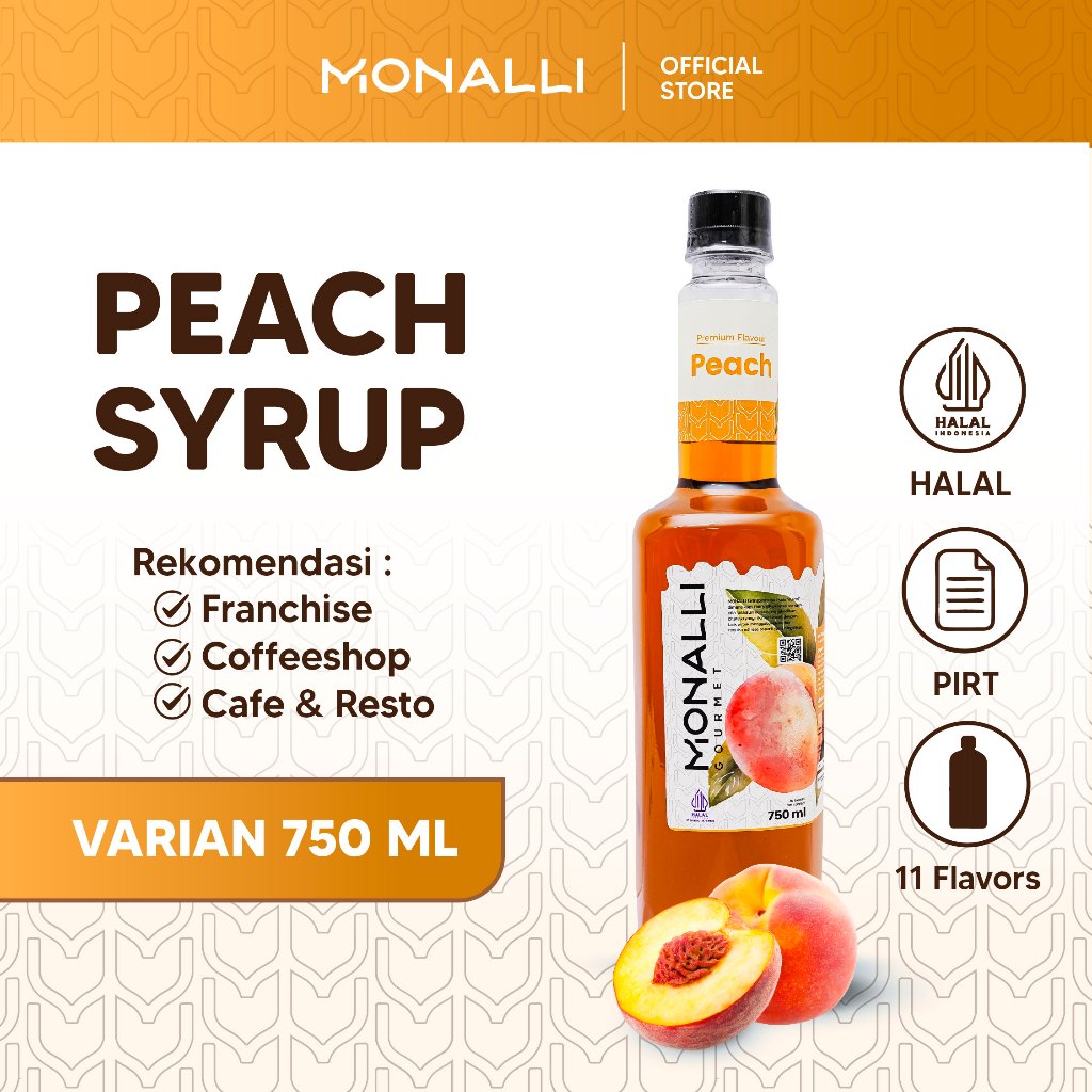 

Monalli - 750ml / Syrup Peach / Syrup Premium Peach / Flavor / Sirup Minuman / Sirup Buah