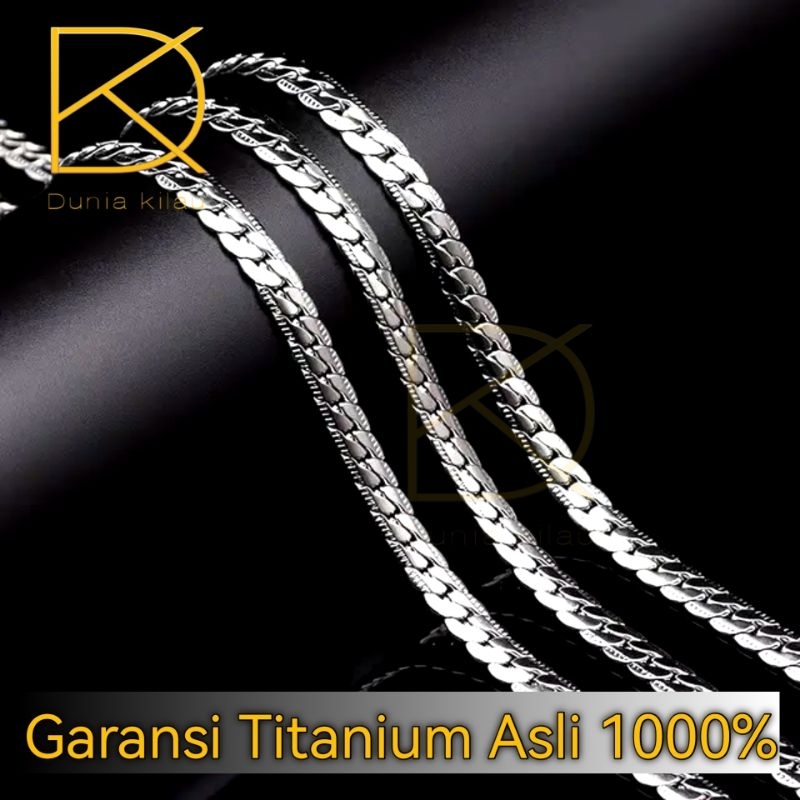 Kalung Pria Titanium Anti Karat Emas Gold Rantai Asli Cowok Rante Keren Lapis Emas Kuning Panjang