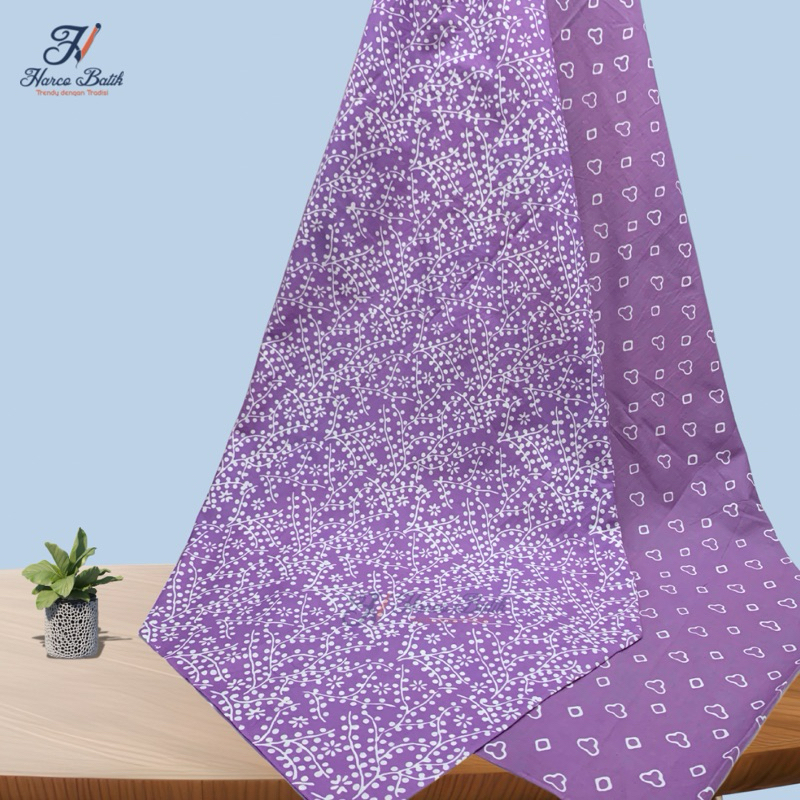 Kain Batik Warna Lilac - Batik Modern Kekinian - Kain Bahan Untuk Jahit - Batik Garutan - Harco Bati