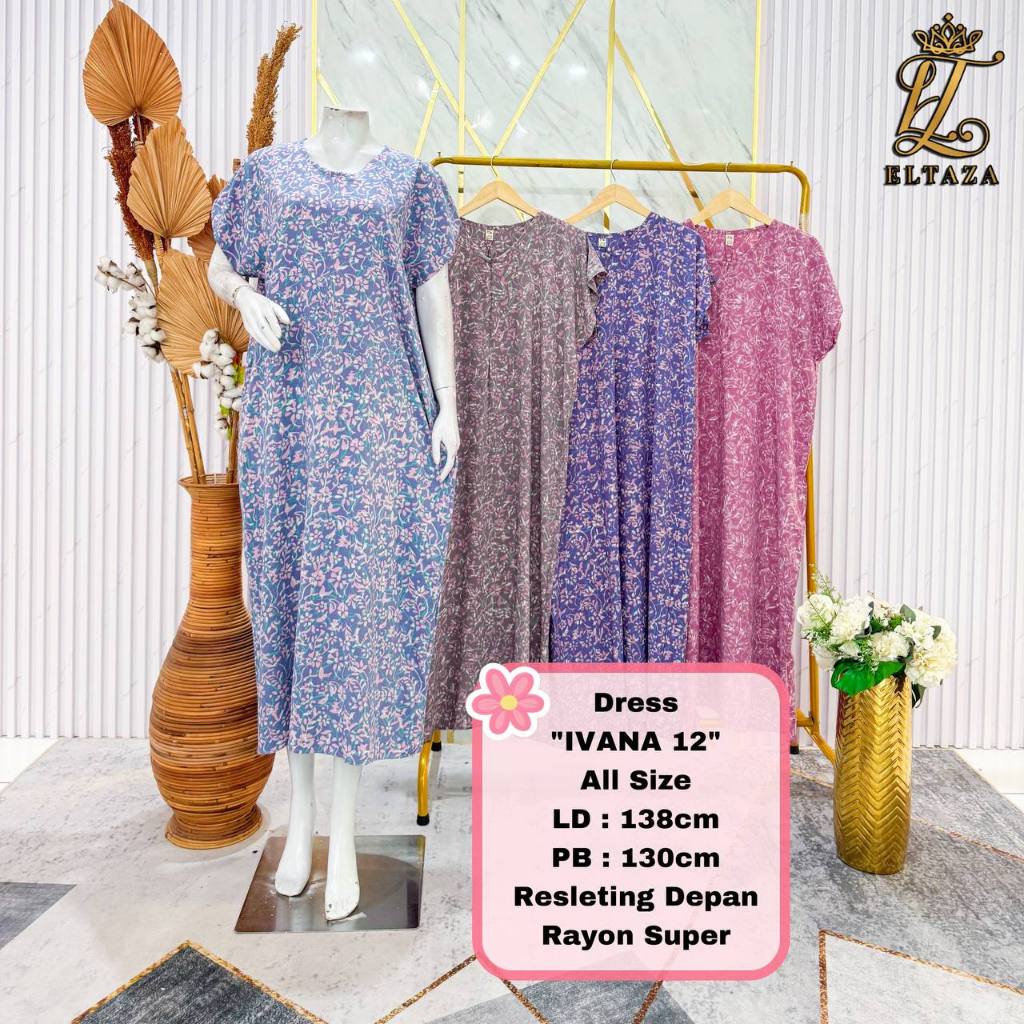 Eltaza Daster Batik Encim Rayon Busui Resleting Depan All Size