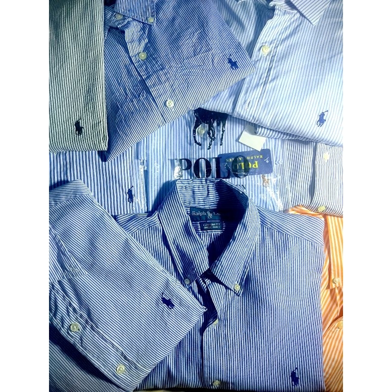 Kemeja Polo Ralph Lauren Stripe Salur Blue/Black, Oxford