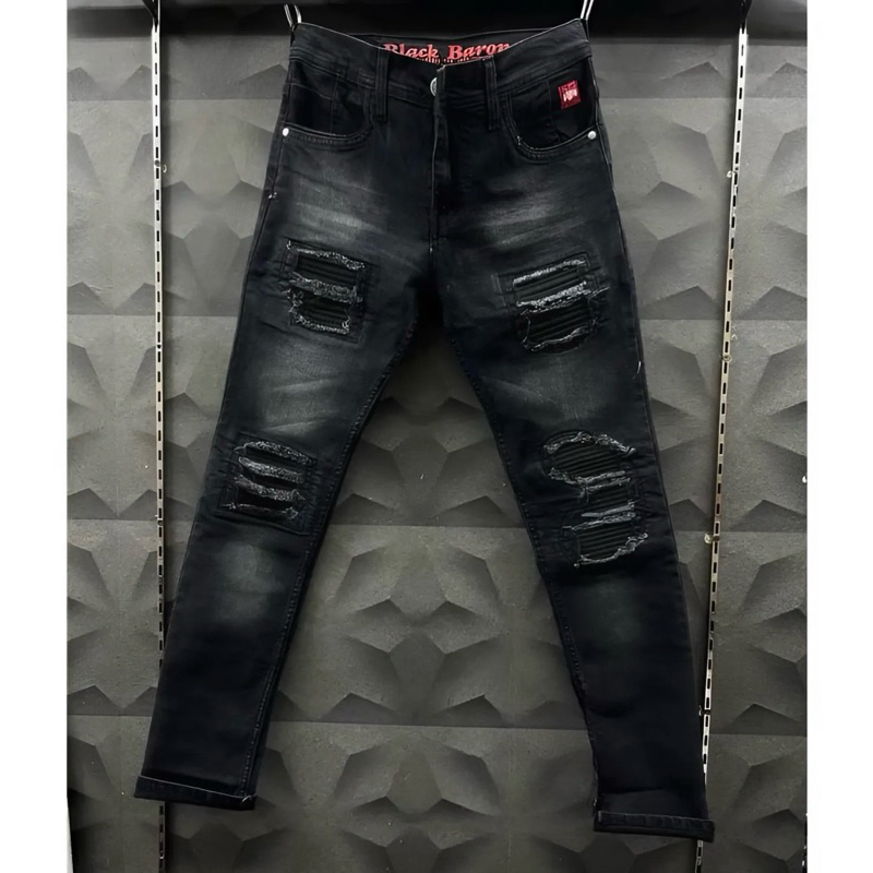 celana jeans panjang skinny pria abu sandwash sobek distory / CELANA JEANS SOBEK PRIA PREMIUM ABU