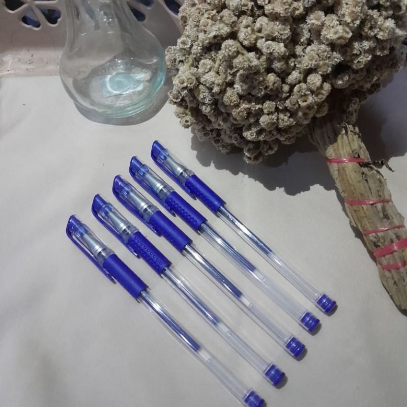 

(5 PCS) Pulpen Gel Tinta Biru, Alat Tulis Kantor, Alat Tulis Sekolah