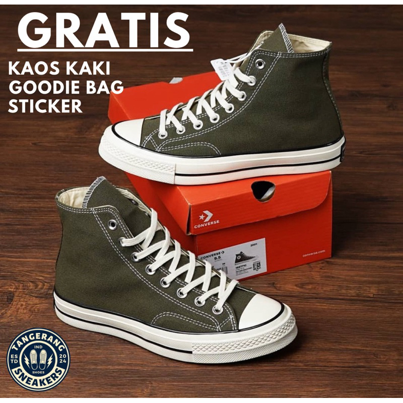 Sepatu Converse 70s Hight Army | Sepatu Pria Wanita | Converse Tinggi | Sepatu Sekolah | Converse