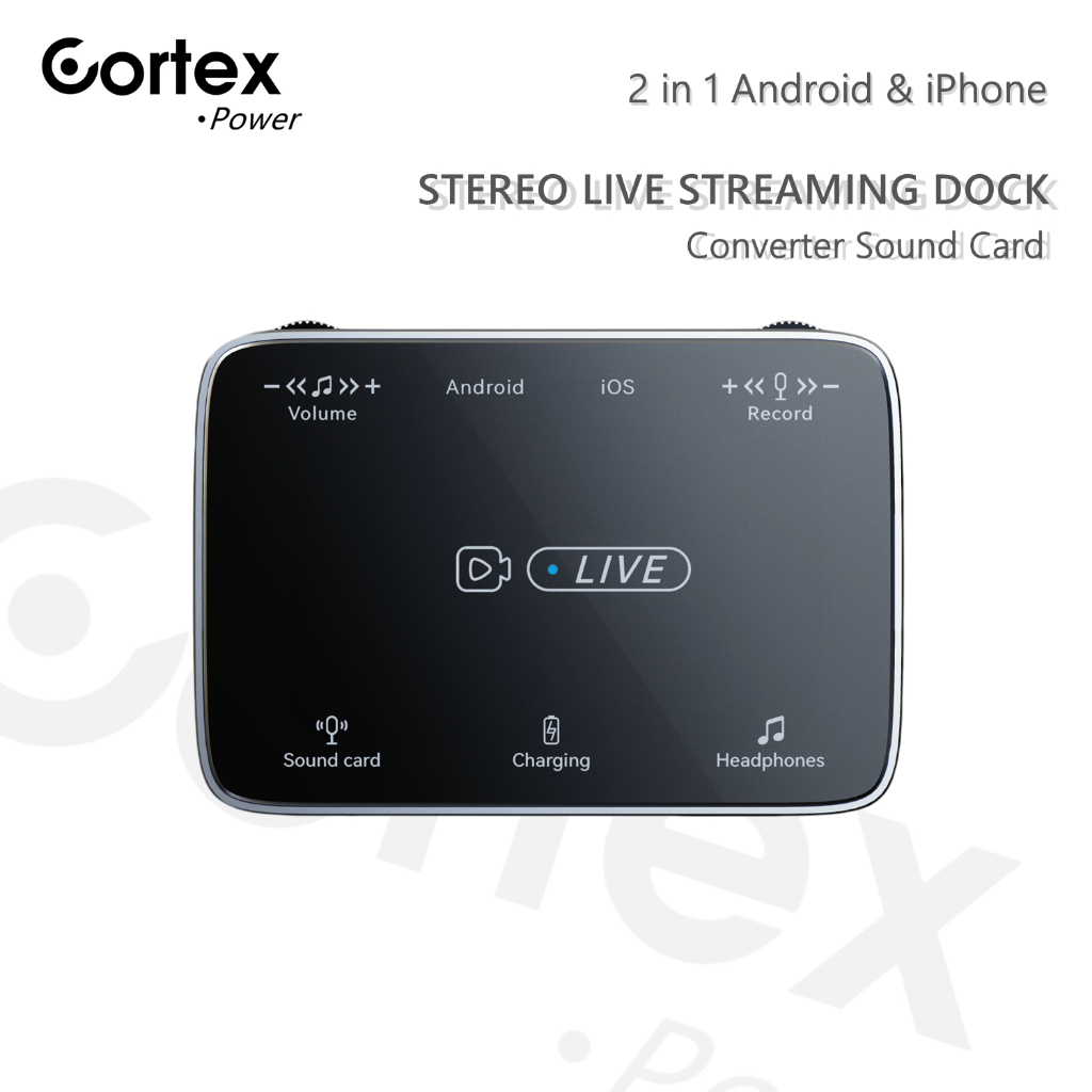 Cortex Power - Stereo LIVE STREAMING DOCK 2 in 1 Android & iPhone Converter Soundcard KT319