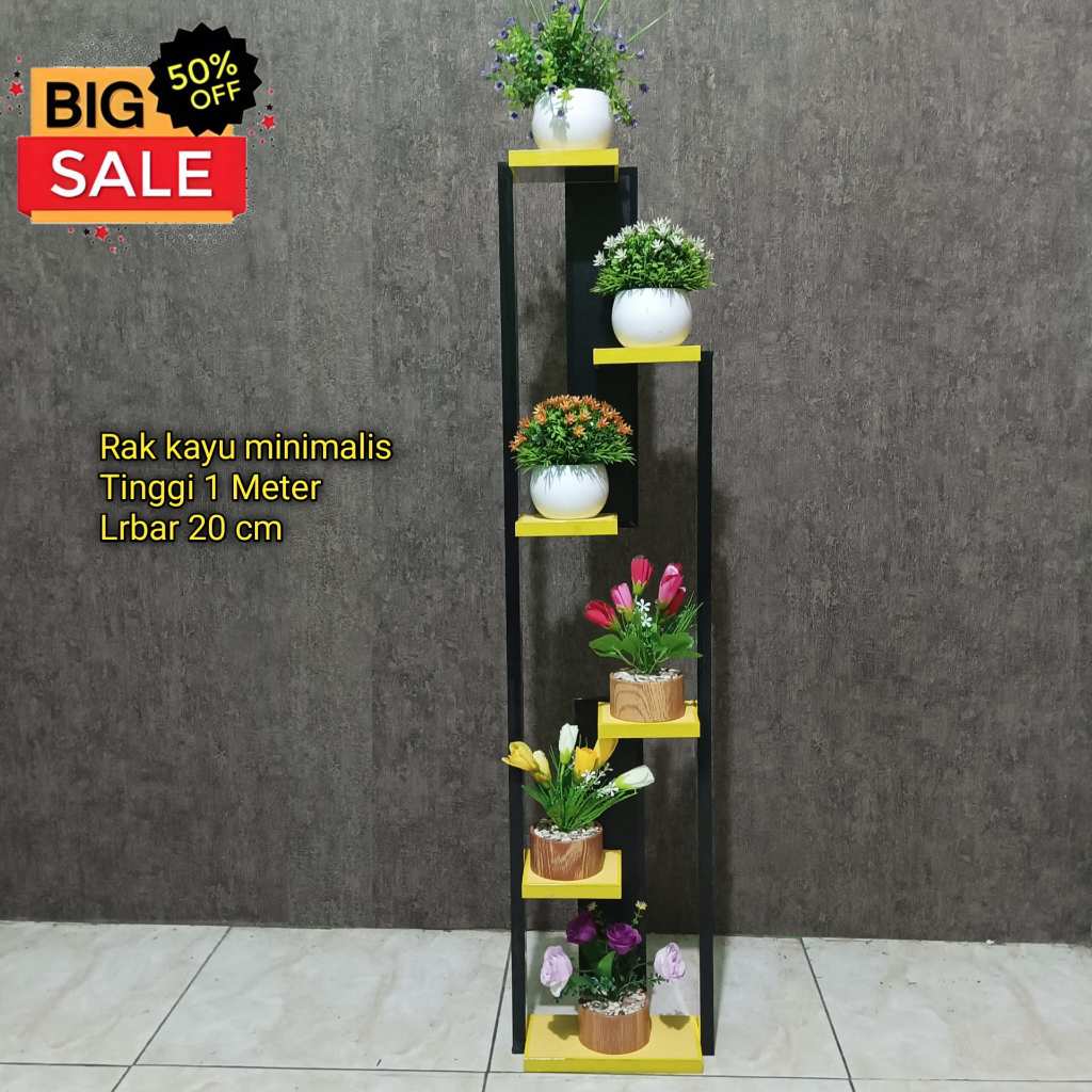 Hiasan Dekorasi Rumah Sudut Minimalis Rak Tinggi 1 Meter Serbaguna - URT10KNG