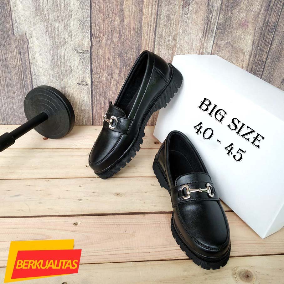 BIG SIZE - Sepatu Docmart Loafer Wanita Ukuran Kaki Besar Jumbo