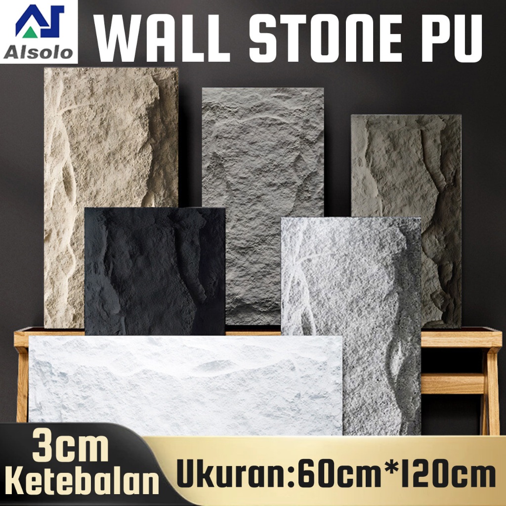 【Alsolo】 Pu Stone Wall Panel (60*120CM)/ Wall Stone Panel / Batu Alam Dinding Teras