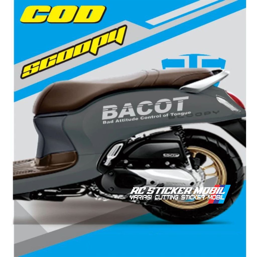 Stiker scoopy bacot Stiker Cutting motor BACOT untuk motor SCOOPY BEAT VARIO PCX NMAX vespa