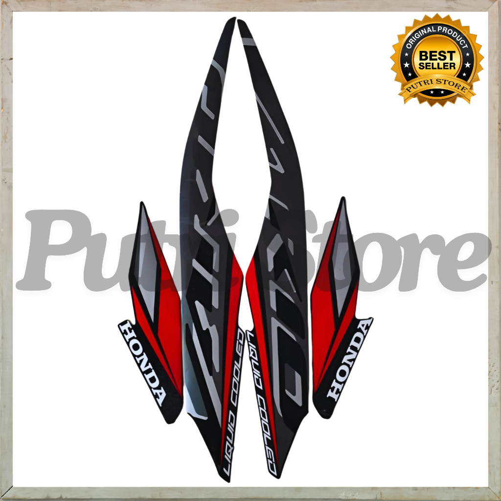 Stiker Striping Honda Vario 125 2021 Merah Hitam List Stiker Honda Vario 125 2021