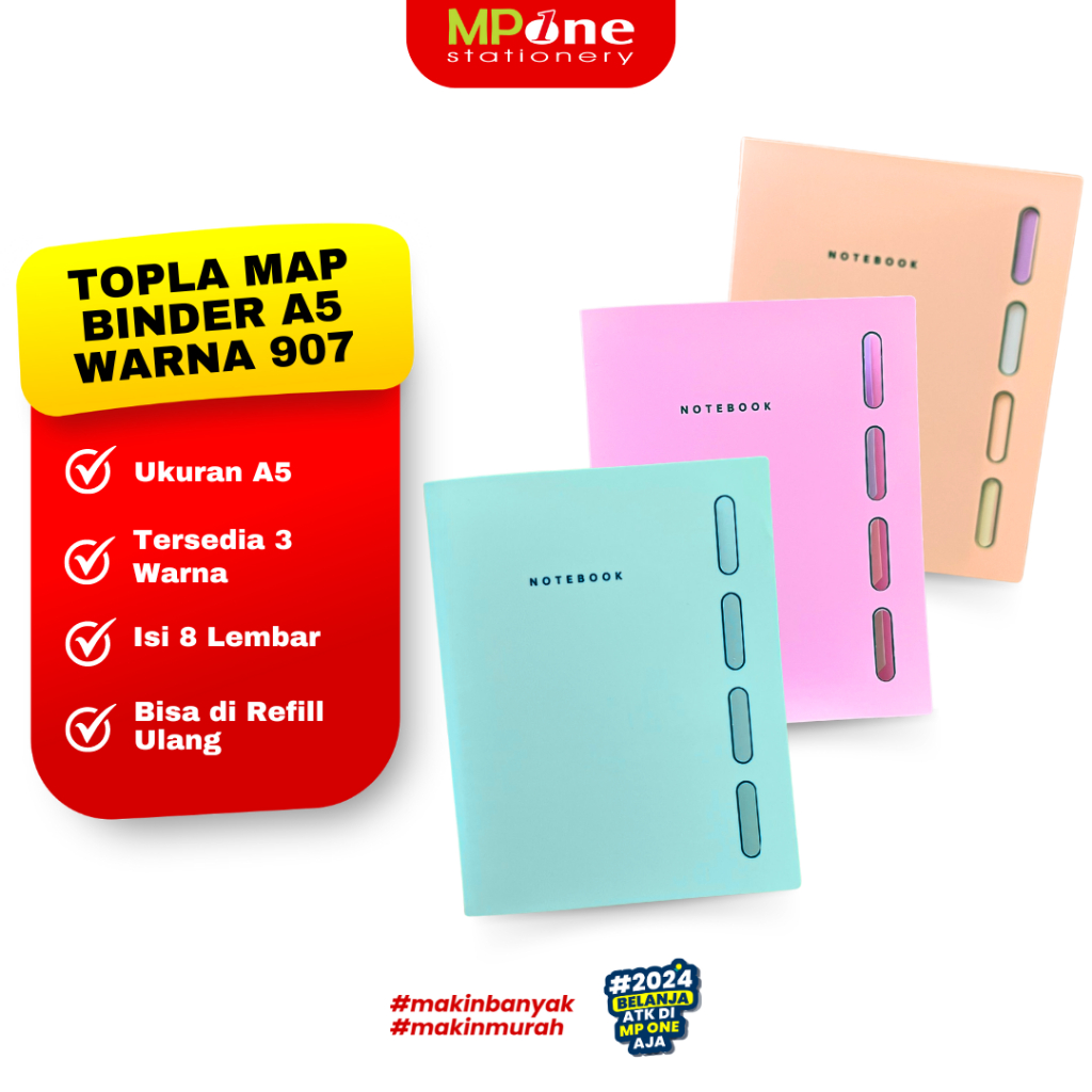 

(1 PCS) Topla Map Binder Warna Warni Pastel Ukuran A5 906 / Buku Catatan Binder Isi Ulang A5 Pastel
