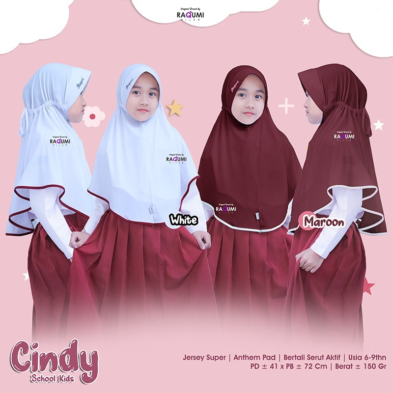 CINDY SCHOOL KIDS BRAND ORI BY RAQUM // PREMIUM HIJAB KIDS BY RAQUMI HIJAB // HIJAB ANAK // HIJAB SE