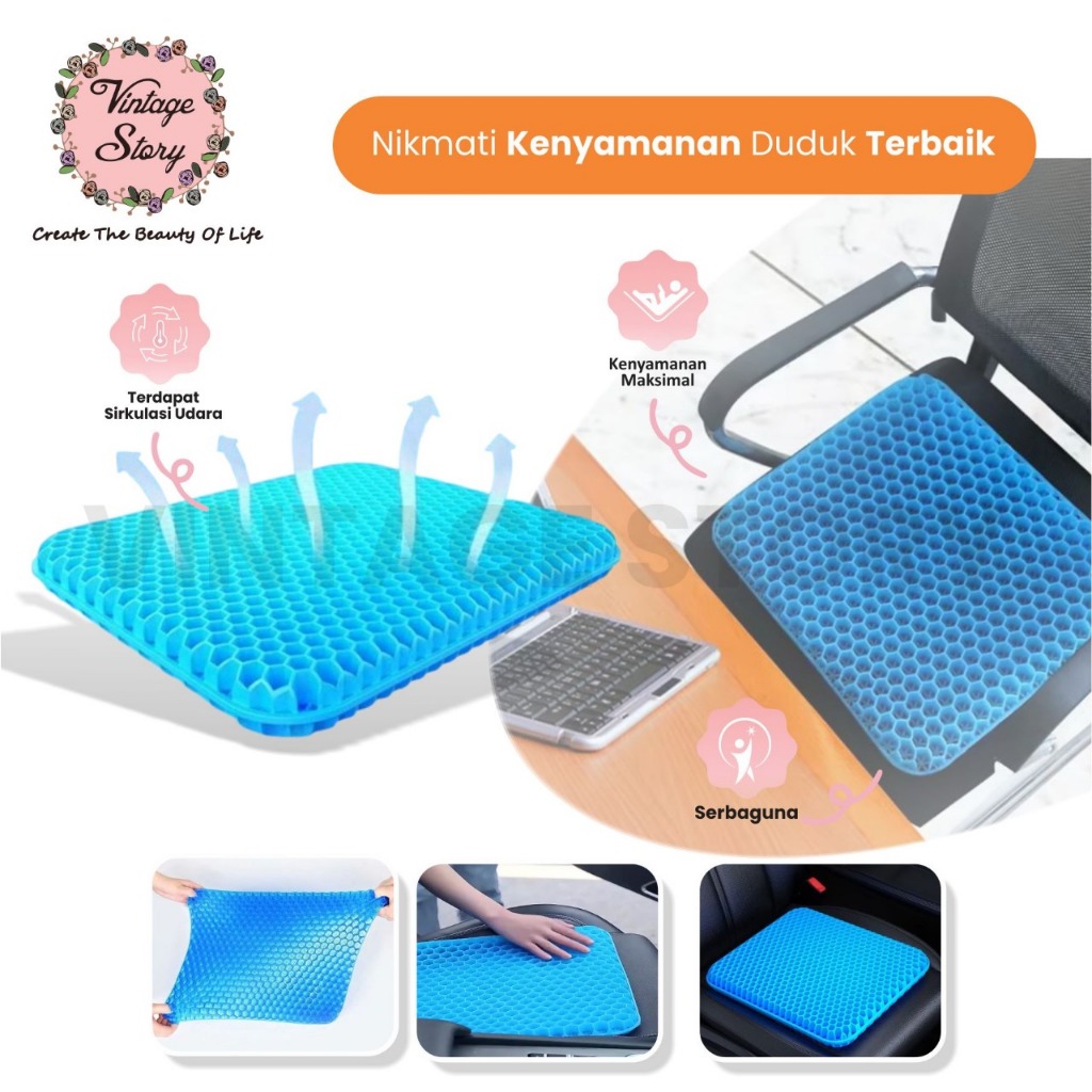 Bantal Alas Duduk Kursi Jok Mobil Lantai Silikon Gel Adem Anti Panas Super Empuk Nyaman Serbaguna