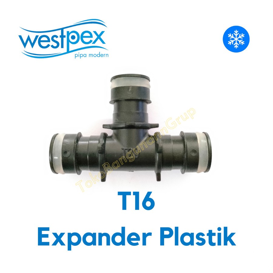 Tee Sambung WESTPEX T / Fitting Pipa PEX Expander Plastik Hitam T / Sambungan Air Dingin