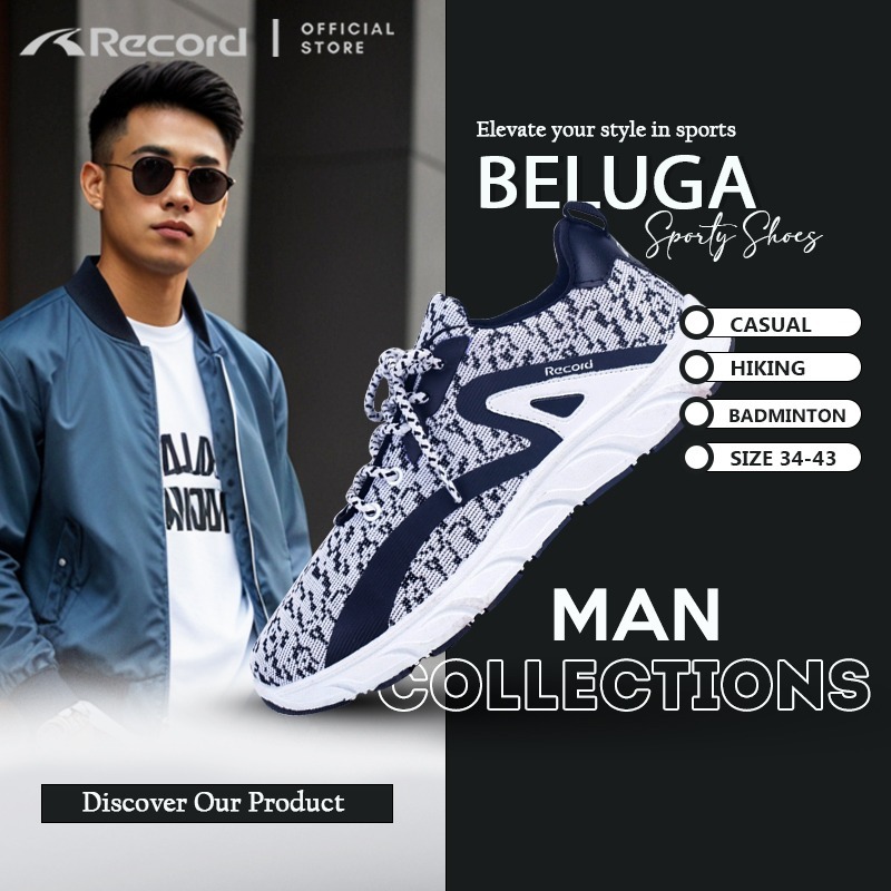 [RECORD SHOES] BELUGA I Sneakers Olahraga anak laki Sepatu  Gym Outbond Casual Badminton 33-43