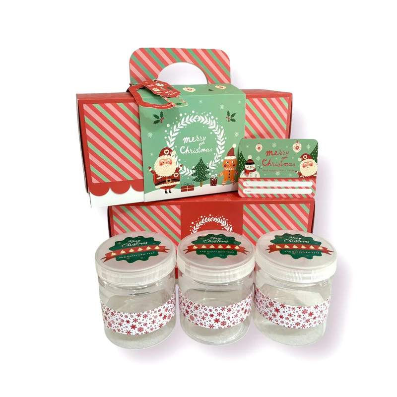

5 Set Box Tenteng Natal Chiara 3 Toples 600/800 ml Box Kue Kering Natal Christmas Box