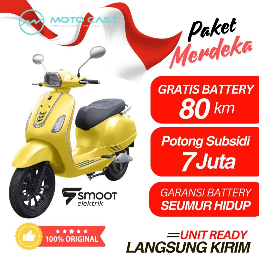 Sepeda Listrik Smoot Zuzu Subsidi Motor Listrik 1500W Mirip Vespa Garansi Resmi 72V-Blue