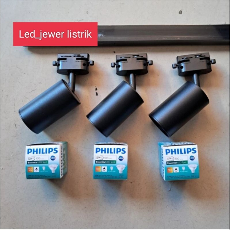 Track Light Philips set sorot LED Philips 4,5W berikut rell 1 meter