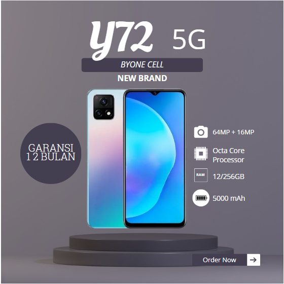 VIVO Y72 RAM 12/256GB 5G FULLSET GARANSI 12 BULAN