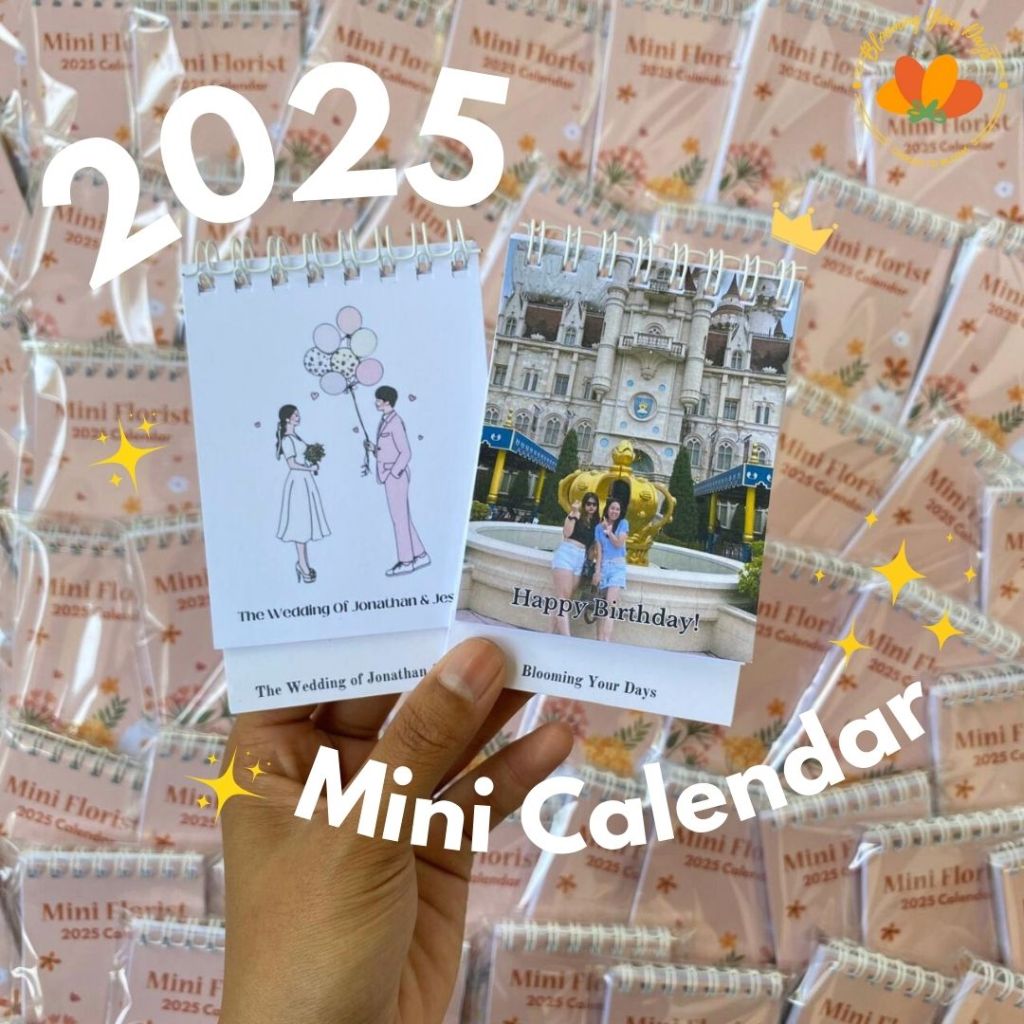 

bloomingyourdays Kalender 2026 duduk mini custom foto vintage rustic souvenir kado pernikahan wedding souvenir aesthetic unik